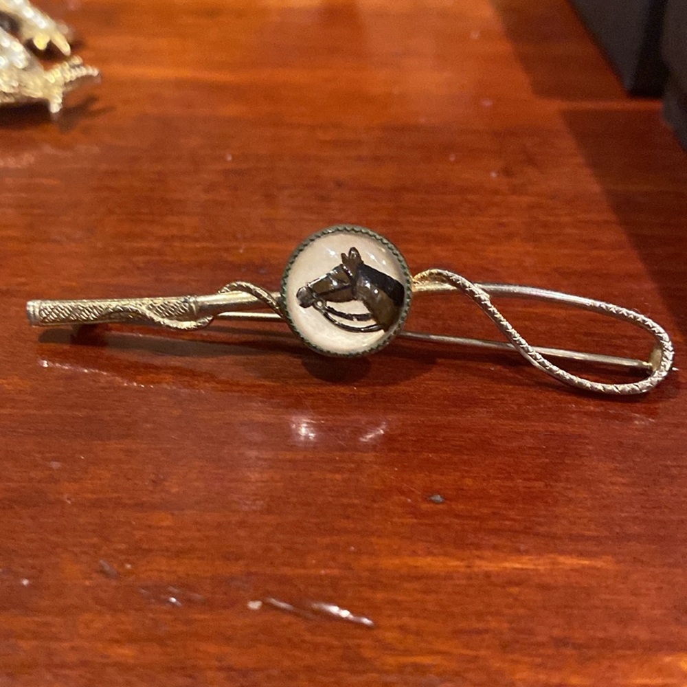 Vintage Riding Crop With A Horse in A Bubble Brooch. Extremely vintage.